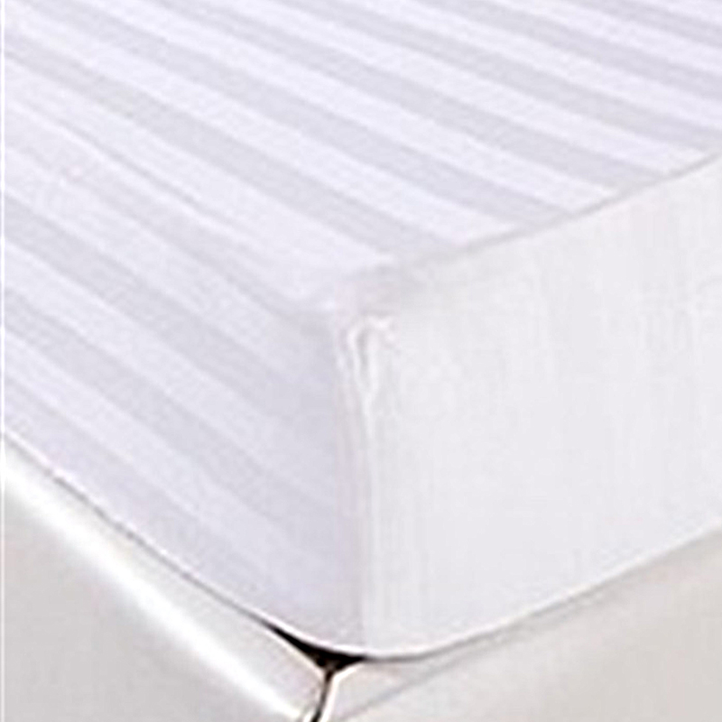 White Striped Fitted Sheet, Thickened Hotel Striped Four-Corner Elastic Band, Encrypted Three-Centimeter Satin Strip, Homestay Hotel Bedding, Wear-Resistant And Washable